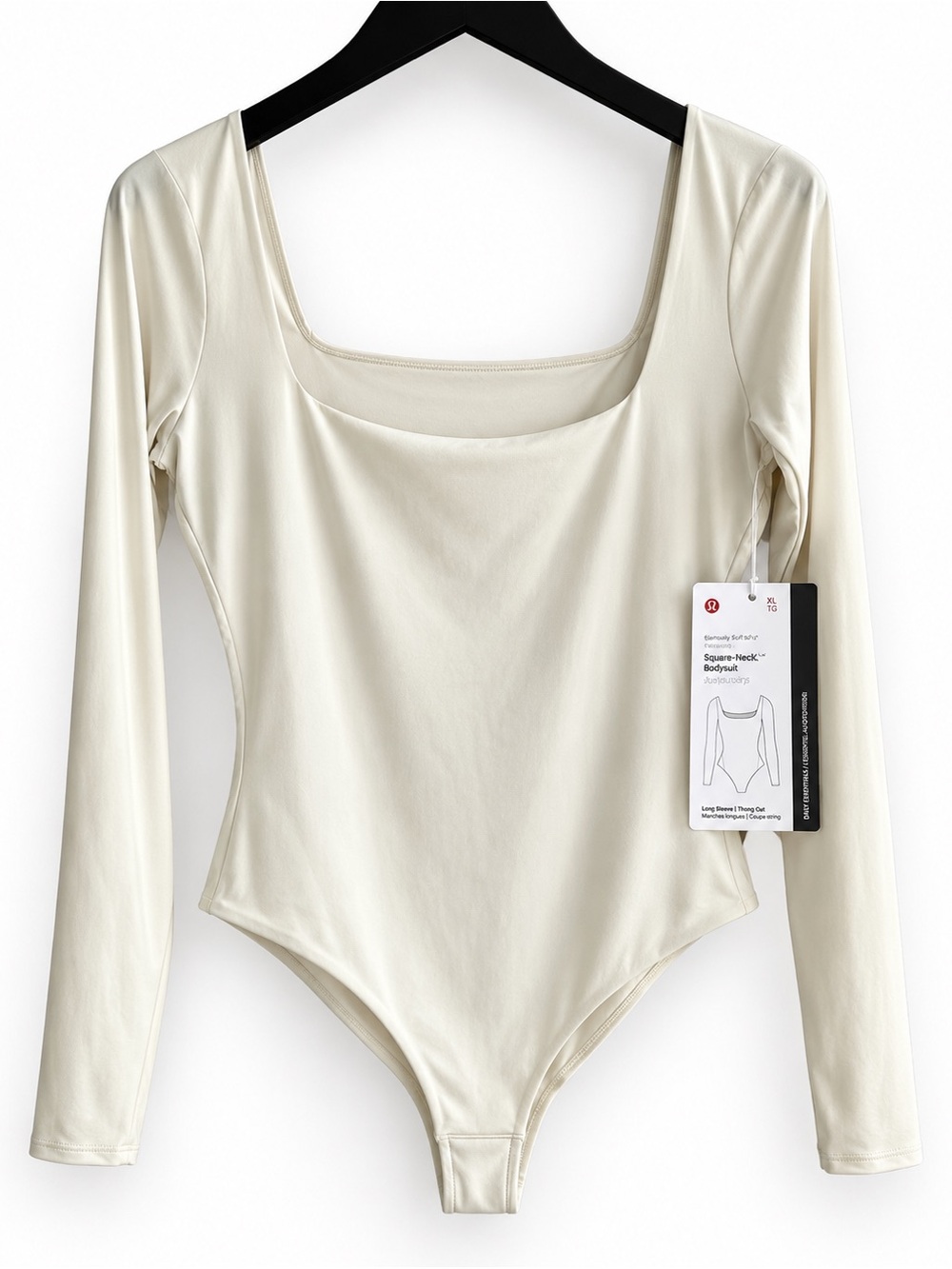Lululemon Nulu Square-Neck Long-Sleeve Bodysuit Women XL Bone